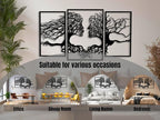 VAILLA Wood Wall Art Decor Wall Hanging Sculpture Modern Home Decoration 3 Panels Nature Wall Hangings Large Wooden Wall Arr 3D Textured Sculptures for Living Room Bedroom Office Dinnig Room (Faces 1)