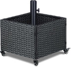 LEWIS&WAYNE Outdoor Umbrella Base with Fillable Planter Box Heavy Duty Patio Umbrella Stand with 4 Wheels Rolling Umbrella Holder for Outdoor Patio Deck Garden