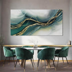ZENPEE Gold Home Decor, Canvas Wall Art, Green Large Abstract Art for Living Room, Office, Bedroom & Dining Room, 24" x 48"