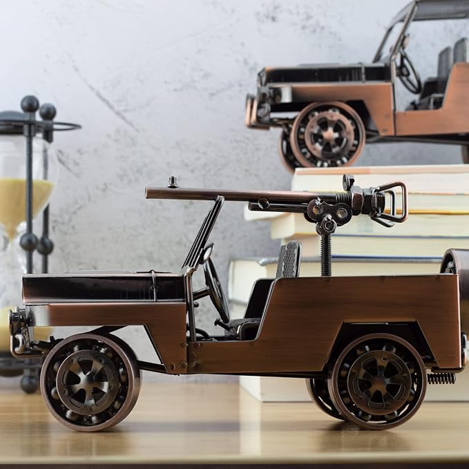 Vintage Classic Car Gifts for Men - 9.3 Inch Handmade Metal Antique Car Collectibles - Home, Office, Man Cave Decor