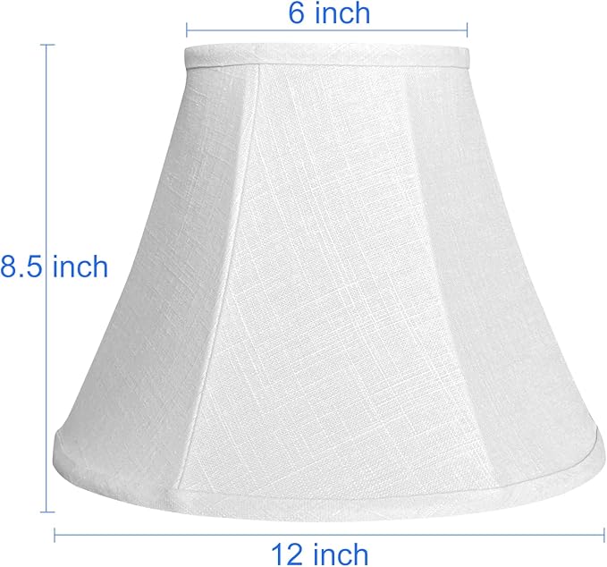 Double White Lamp Shade Set of 2, TOOTOO STAR Large Barrel Lampshade for Floor Light and Table Lamp 6x12x8.5 inch, DIY Fabric Natural Linen Hand Crafted, Spider (White, 6x12x8.5 inch)