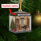 Personalized Hair Salon Christmas Ornament, Custom Acrylic Flat Ornament, Holiday Tree Decor, Gift for Hairdresser, Hairstylist & Beautician