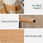 100% Solid Oak Dining Chairs, Mid Century Modern Dining Chair with Curved Backrest, Fabric Upholstered Dining Chairs for Kitchen, Study, Living Room (1, Original Wood-Pear White Cushion)