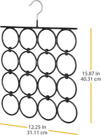 Whitmor Folding Scarf/Accessory Hanger, Black & Chrome, 0. 47 x 12. 25 x 15. 88 inch