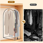 3 Pack 10" Gusseted Garment Bags for Hanging Clothes, 40" All Clear Suit Bags for Closet Storage, Garment Bags for Shirts, Coats, Dresses