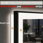 55x40 Bathroom Mirror with LED Lights - Black Framed, Front and Backlit Mirror, Anti-Fog LED Vanity Mirror, 3 Colors and Dimmable Mirror, Waterproof, Corrosion Proof (Horizontal/Vertical)