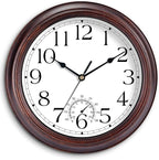 12 Inch Outdoor Wall Clock with Thermometers, Vintage Silent Wall Clocks Battery Operated, Retro Non-Ticking Clock Decorative for Living Room, Patio, Kitchen, Office, Bathroom, Bedroom(Bronze)