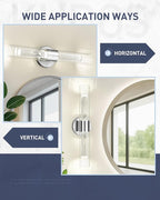 kudos Brushed Nickel Bathroom Sconces Wall Lighting, LED Bathroom Vanity Light Fixtures with Crystal Bubble and Clear Glass, 3000K/4500K/6000K Adjustable, KDVL05-BN-2