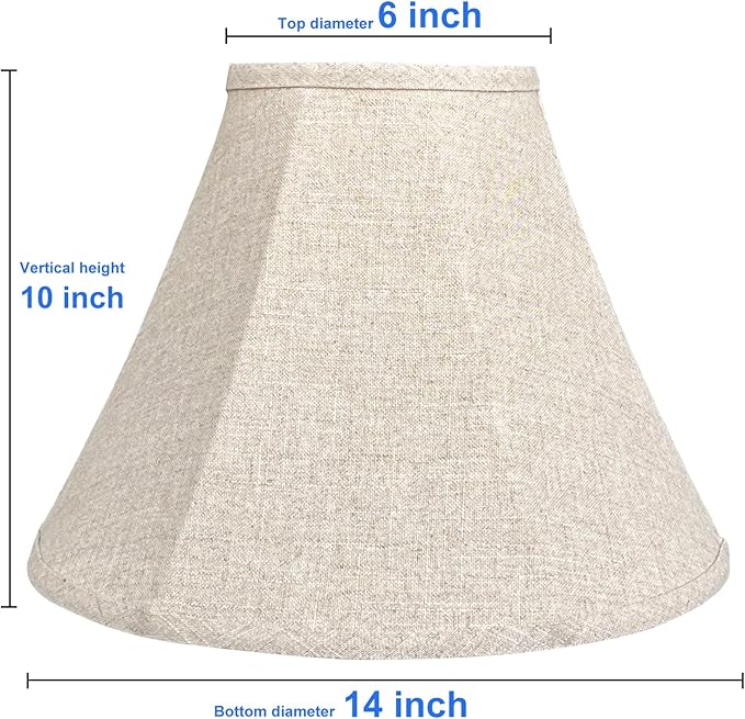 TOOTOO STAR Bell Lamp Shade Set of 2, Linen Lampshade for Floor Light and Table Lamp 6x14x10 inch, DIY Fabric Natural Linen Hand Crafted, Spider (Assembly Required)