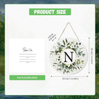 Smile Monogram Letter N Wreaths Wooden Welcome Sign, Family Last Name Initial Front Door Wall Decoration, Floral Spring Summer Porch Rustic Home Kitchen Decor
