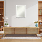 Amanti Art White Wall Mirror 26x20 Morgan White Silver Rectangle Bathroom Mirror for Wall Decor Living Room, Medium Modern Wood Frame, Hangs Horizonally and Vertically, Bathroom Decor, Beveled Edge