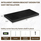12 Inch Deep Floating Shelves, 24 Inch Long Floating Shelves for Wall, Floating Shelf with Invisible Brackets, Deep Shelves for Bathroom, Bedroom, Living Room, 2 Pack, Black