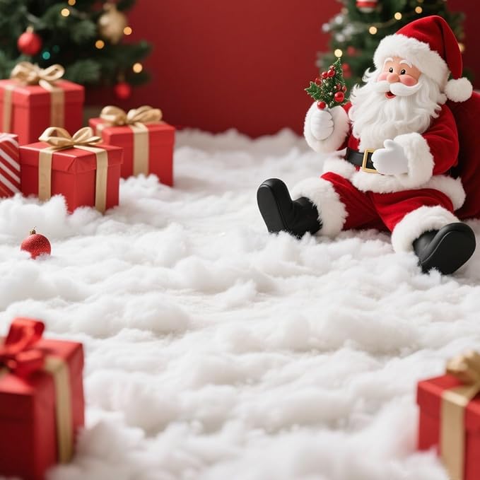Christmas Fake Snow Decoration,10.6Oz(1 Bag) White Artificial Snow Cotton Fluffy Fake Snow for Mantle Village,Nativity Set,Faux Snow Christmas Tree Decor,Winter Indoor Home Decoration