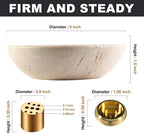Koville Italian Travertine Incense Holder, 6" Incense Holders for Sticks, Sturdy Incense Burner Ash Catcher, Ideal for Meditation, Relaxing, Easy to Clean