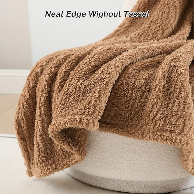 Ultra Soft Cozy Sherpa Throw Blanket, Brown Pattern Reversible, Light Weight Warm Decorative Boho Style Throw Blanket Cover for Sofa, Couch, Bedroom,Travel, 50”x60”