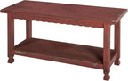 Country Cottage Rustic Farmhouse Bench – 36” Solid Wood Entryway Seat with Storage Shelf for Hallway, Mudroom, or Living Room Accent by Alaterre Furniture (Distressed Antique Red Finish)