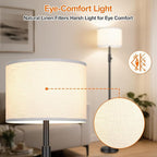 【Upgraded】 Dimmable Floor Lamp, Modern Floor Lamps Simple Design with White Shade for Living Room, Tall Standing Lamp for Bedroom Office Dining Room, Black Pole Lamp