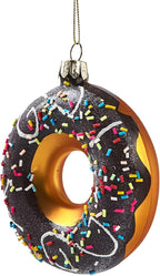 Hanging Ornaments for Christmas Tree 2025 - Chocolate Frosted Donut 3D Glass Blown Tree Decorations, Mini Food Funny Snacks Small Rare Christmas Decor for Xmas Tree Home Outdoor Centerpiece