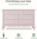 Evolur Aurora 7 Drawer Double Dresser, Dusty Rose