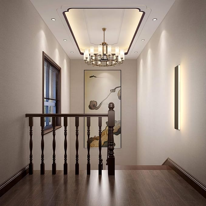Aipsun 43.3in Remote Control Dimmable Modern Black Vanity Light Fixtures Color Temperature Adjustable LED Bathroom Light Fixture