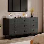 Modern Chest of Drawers with 9 Drawers,Deep Drawers,Clothes Organizer,Large Storage Cabinet for Living Room, Bedroom,Hallway,with Anti-Tipping Device,Dark