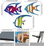 LiveInUrban Coastal Wall Art Angelfish Metal Wall Sculptures, Ocean Beach Themed Metal Hanging Home Decoration 3PCS 9.9"x7.8"
