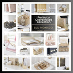 BLU MONACO | Cardboard Magazine File Holder Set of 6 Black | Vertical Magazine File Holder with Gold Label Slots | Standing File Holder and Cardboard Bins for Shelves Desk Storage