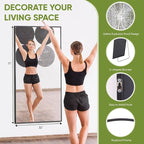 Full-Length Floor Mirror with Stand, 71"x32" Rectangle Style Full Body Standing Mirror for Bedroom, Living Room, Gym, Dorm - Shatter-Resistant & Easy Assembly, Black