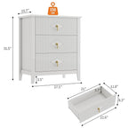 GarveeHome Wood Nightstand Fluted Dresser for Bedroom, 27.5" Wide 3-Drawer Bedside Tables, Modern Chest of Drawers, Storage End Table Living Room, Hallway, Entryway, White