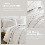 Secgo Queen Comforter Set for Bed - Velvet Quilts Queen Size, Black Bedspreads (90 * 98 Inch) with 2 Pillow Shams, Patchwork Reversible Lightweight Bedding