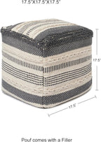 REDEARTH · Tufted Pouf Ottoman with Filler Textured Storage Cube Bean Bag Pouffe Footrest for Living Room, Bedroom, Nursery, Kidsroom; 100% Cotton (17.5"X17.5"X17.5", Precis Descant Gray)
