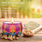 Scented Candle Gift Set - 4 Pack Long Lasting Classic Bohemian Scented Soy Wax Candles with Fig, Lemon, Spring & Lavender Scents, Aromatherapy Candles for Valentine's Day Gifts & Spring Home Décor