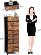 Crestlive Products Tall Dresser, 8-Drawer Fabirc Storage Tower, Chests of Drawers - Vertical Organizer Unit with Handles for Bedroom, Hallway, Entryway, Nursery, Wood Top, Closets (Rustic Brown)