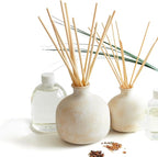 Blueme Spiritual Diffuser | Palo Santo & Vetiver | 16.91 Fl Oz - Refillable Wellness Diffuser, Contains Essential Oil, Sustainable, Hand Finished, Premium, Luxury Ceramic, Natural Rattan Reeds | Large