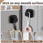 Heavy Duty Reusable Suction Cup Hooks for Kitchen/Bathroom/Shower - Wet-Proof Hooks for Towels, Robes, Loofah&Wreaths/No Drill Mounting on Glass, Tile, Metal (2, Matte Black)