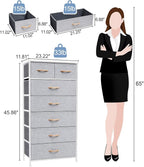 Crestlive Products Vertical Dresser Storage Tower - Sturdy Steel Frame, Wood Top, Easy Pull Fabric Bins, Wood Handles - Organizer Unit for Bedroom, Hallway, Entryway, Closets - 7 Drawers (Light Gray)