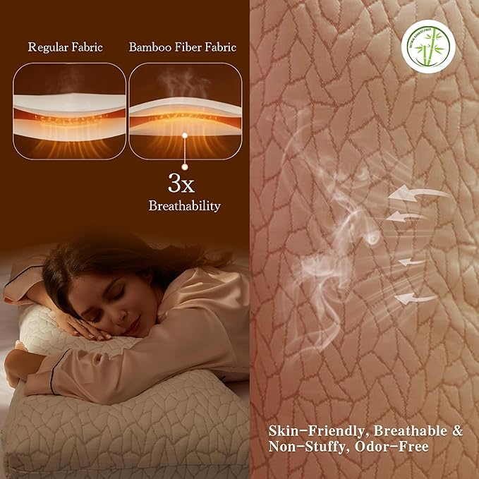 Memory Foam Pillows for Sleeping Adjustable Breathable Bed Pillow for Side, Back, and Stomach Sleepers Washable Pillow Cover Stardust King Size 18x34IN
