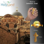 Holy Land Market 3 Olive Wood Crosses From the Holy Land - 2.5 Inch Pocket Palm Crucifix | Handmade Jerusalem, Bethlehem Israel - Gifts by Christians with Certificates -Holy Land Olive Wood Cross x3