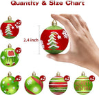 Christmas Tree Decorations Ornaments Set, 2.4 Inch 12PCS Christmas Balls Decor Grinchs Style, Glittering Shatterproof Hanging Bulbs Xmas Decorations for Indoor Home Office (Red Green)