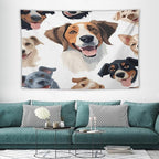 VUMIVI Cartoon Dog Tapestry Black & White Pet Dog Heads Cute Illustration Modern Creative Design Tapestry Wall Hanging for Living Room Bedroom Dorm Classroom Aesthetic Decor W60xL40in