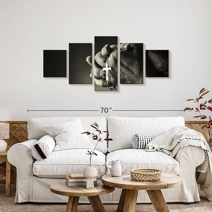 Elephant Stock Christian Prayer Canvas - 5 Panel Pictures Decor - Digital Design Canvas Print - Christian Wall Decor - 55" X 24"
