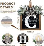Ultra Large 14'' Last Name All Year Round Front Door Wreath with 26 Initial Letter Welcome Sign All Seasons Eucalyptus Garland and Bow Wreaths for Front Door Porch Farmhouse Decoration (C)