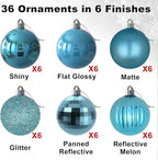 GameXcel Christmas Balls Ornaments for Xmas Tree - Shatterproof Christmas Tree Decorations Small Hanging Ball Sky Blue 1.6 inch x 36 Pack