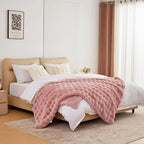 BENVWE Faux Fur Throw Blanket for Couch - Fluffy Soft Thick Bubble Blanket for Living Room Home Decor - Mothers Day Birthday Gifts for Women, Dusty Pink, 51" x 63"