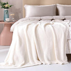 Panku Ultra Soft Cozy Knit Throw Blanket for Couch and Bed, Knitted Luxury Reversible Cozy Warm Fleece Blanket Throw, Plush Fluffy and Fuzzy Blankets for Gift (50x60inch, Cream)