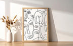 Y2K BOO Abstract Face Pattern UNFRAMED Wall Art Collage of Modern Faces Continuous Line Drawing 8x10 Inch Heavyweight Paper Studio Home Decor