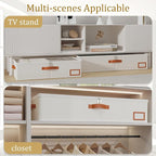 Yawinhe Under Bed Storage, 4 Pack Closet Organizers, Collapsible Container Bags, with Sorting Card Slot and 4 Leather Handles, for Blanket, Bedding, 23.6''Lx11.8''Wx6''H, Beige