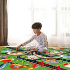 6'7"x9'10" Kids Rug Car Rugs for Kids Toy Cars Play Mat with Rubber Backing City Life Road Rug for Cars Fun City Map for Carpet for Bedroom Boys (RED-Rug)