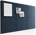 Bumusty Large Cork Board 36" x 24" Alternative - 6 Pack Felt Wall Tiles with 40 Safe Removable Adhesive Tabs, 30 Pushpins, Cork Boards for Walls Pin Board Bulletin Board Office Decor (Navy Blue)