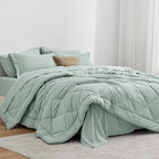 Love's cabin Queen Comforter Set Aqua, 7 Pieces Queen Bed in a Bag, All Season Bedding Sets with 1 Comforter, 1 Flat Sheet, 1 Fitted Sheet, 2 Pillowcase and 2 Pillow Sham